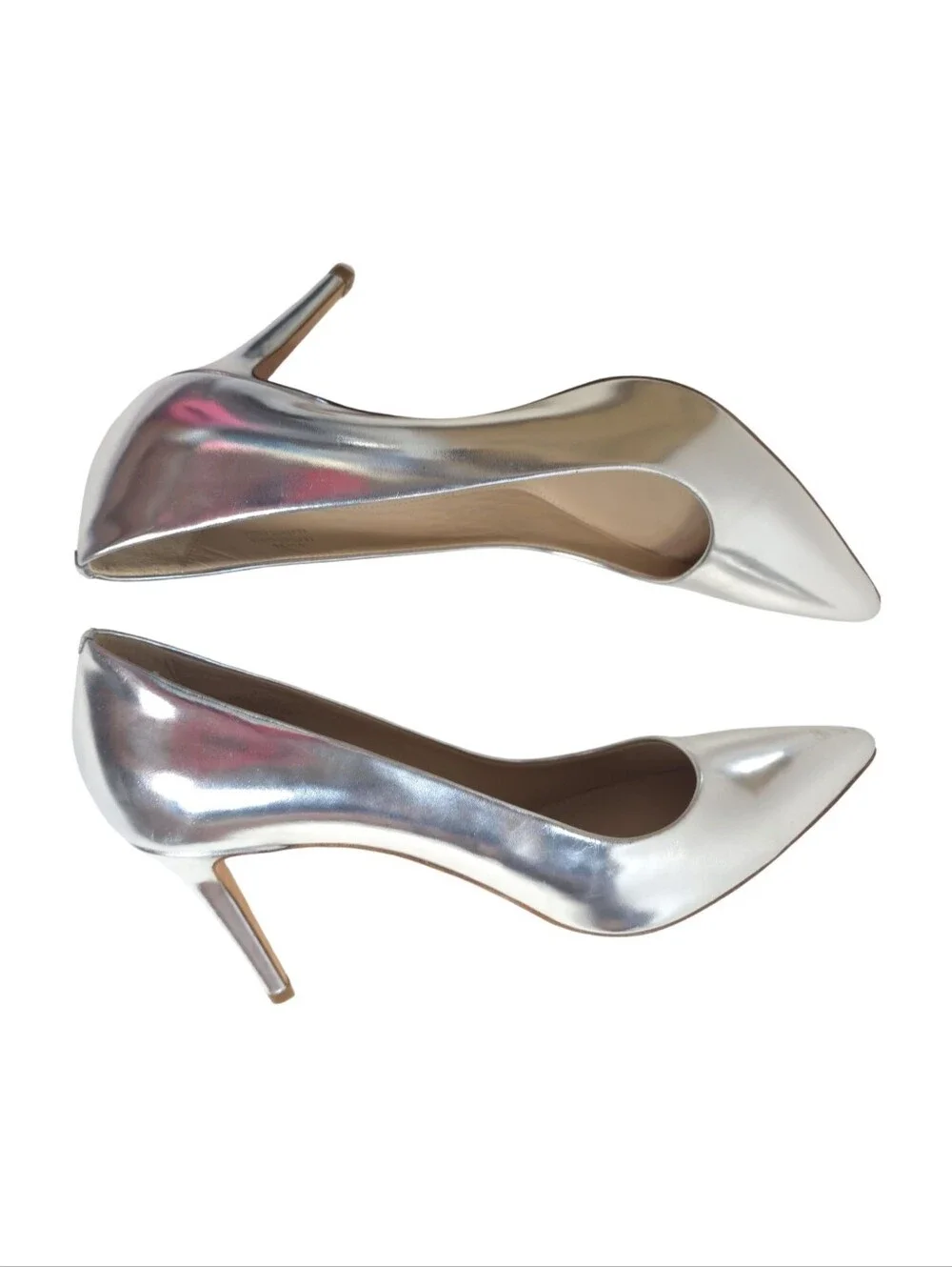 J.Crew Everly Mirror Metallic Silver Pumps Shoes Women Silver Leather Size 9 - Picture 3 of 11